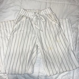 Flowy striped white trousers